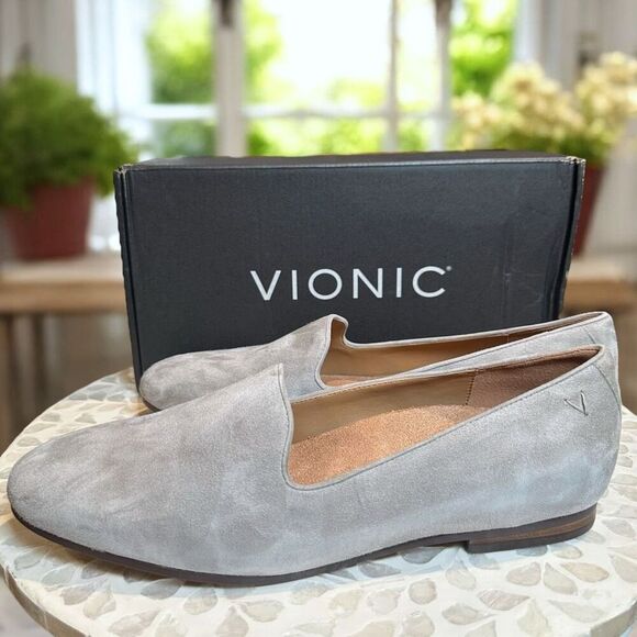 VIONIC Willa Leather Suede Supportive Slip On Loafer Flat Orthotic APMA - Picture 2 of 9